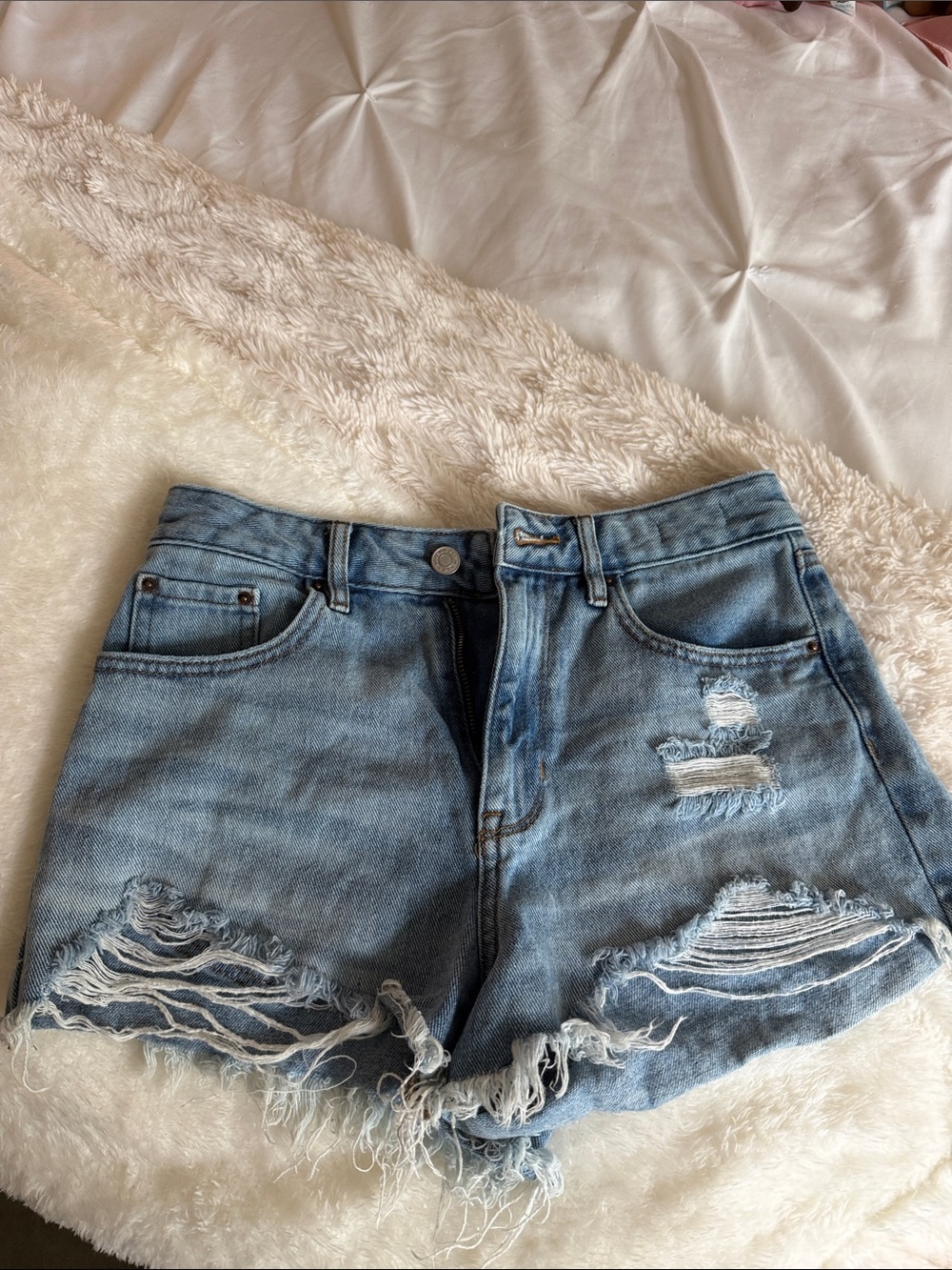 PacSun Light Blue Distressed Denim Cutoff Shorts